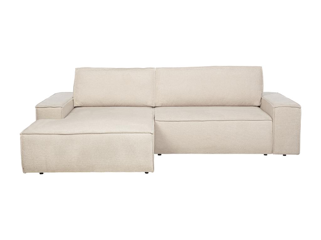 Sofá esquinero izquierdo convertible en textura de tela beige
