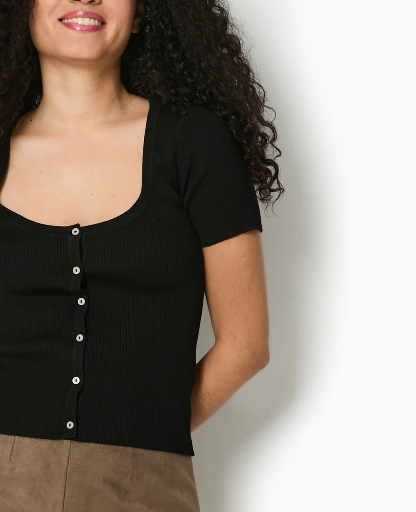 Pimkie T-shirt boutonné en maille côtelée