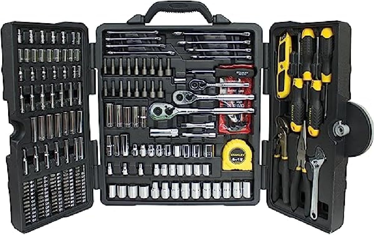 Stanley, 73795, Cassetta Porta Attrezzi, 210 Pz., Cromata, Lucida & Stmt0-74101 Kit 38 Utensili Per La Casa Con Borsa
