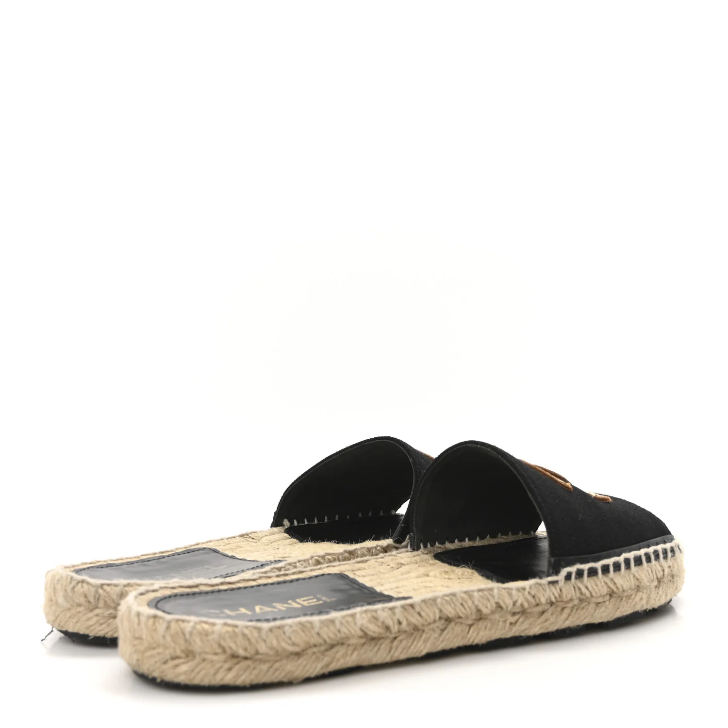 Wool Laminated Lambskin CC Slide Sandals 41 Black Gold - Top Club