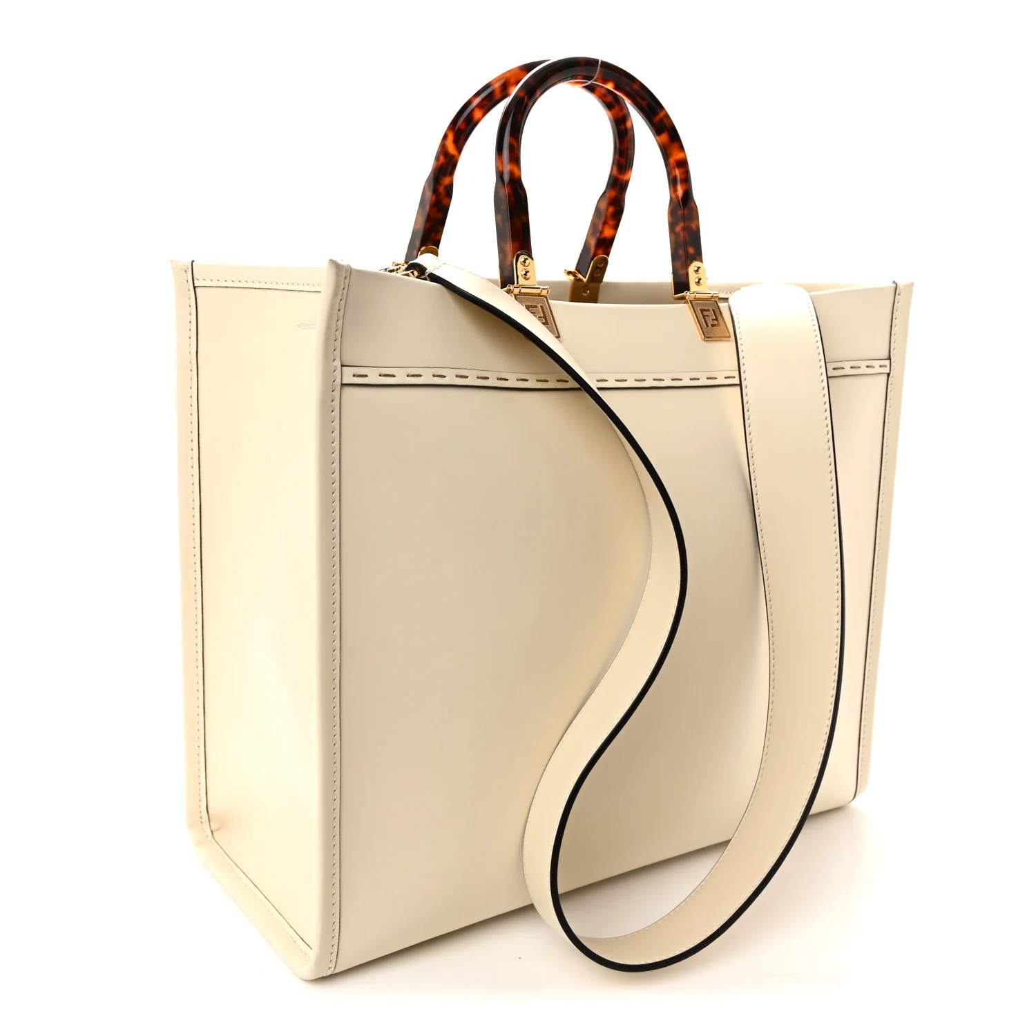 Vitello King Plexiglass Medium Fendi Sunshine Shopper Tote White Ice - Top Club