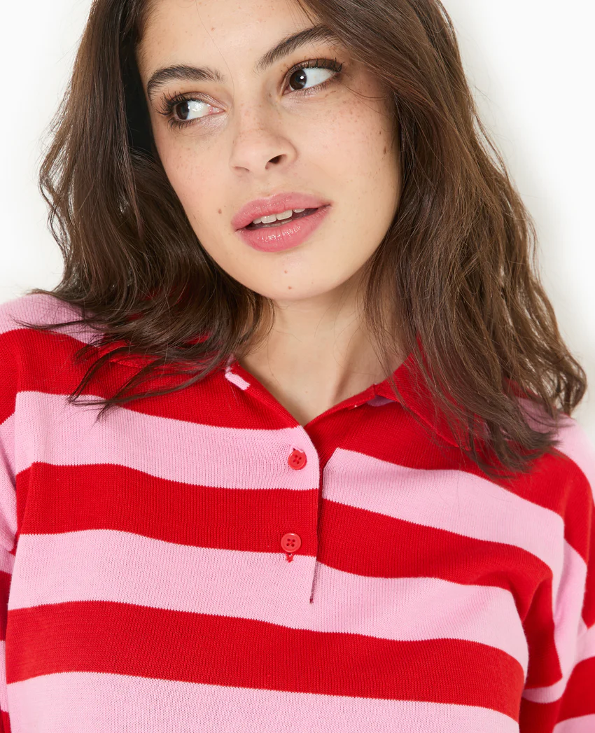 Pimkie Pull col polo en maille rayée