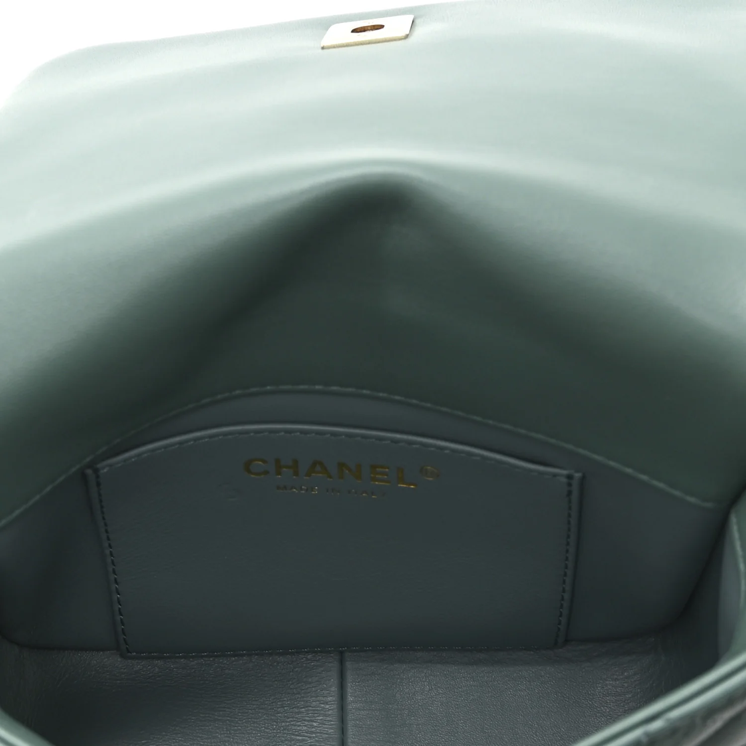 Lambskin Quilted Mini Chain Rows Flap  Green - Top Club