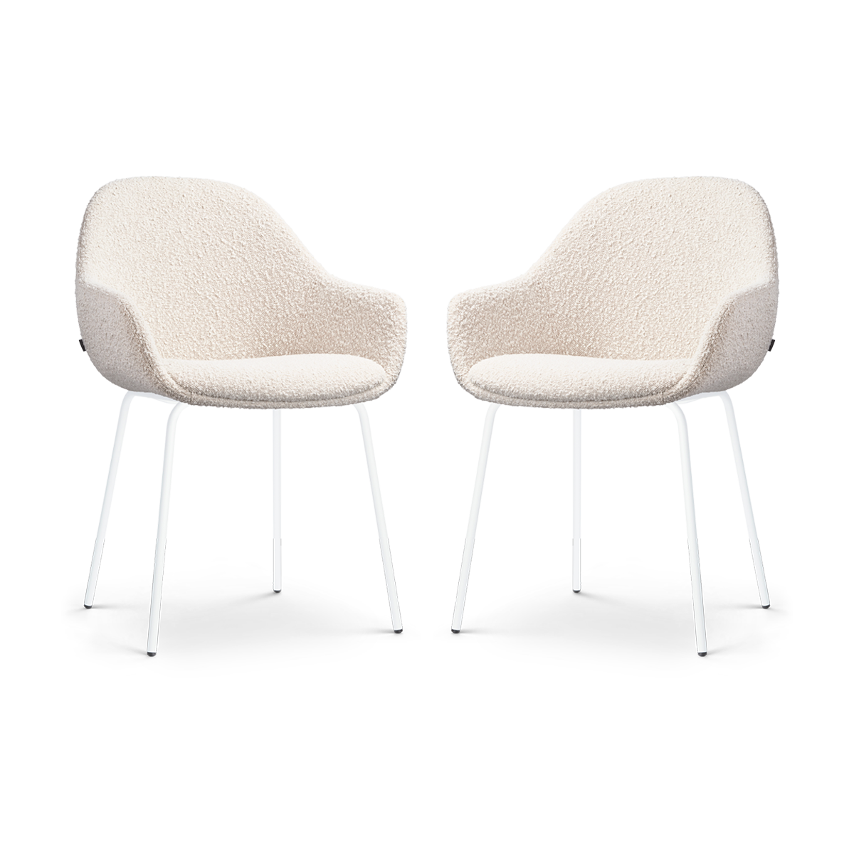 Eetkamerstoel Nora-Mae bouclé beige - wit - set van 2