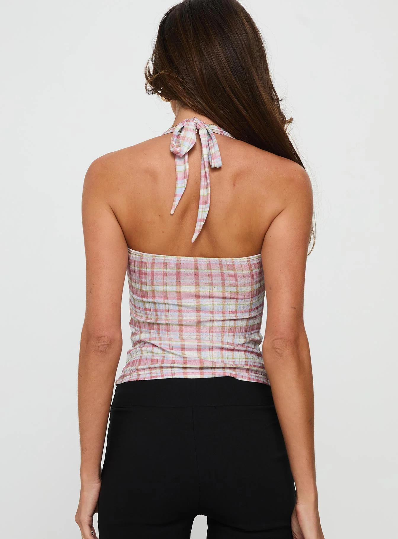 Isabetta Halter Top Pink Check
