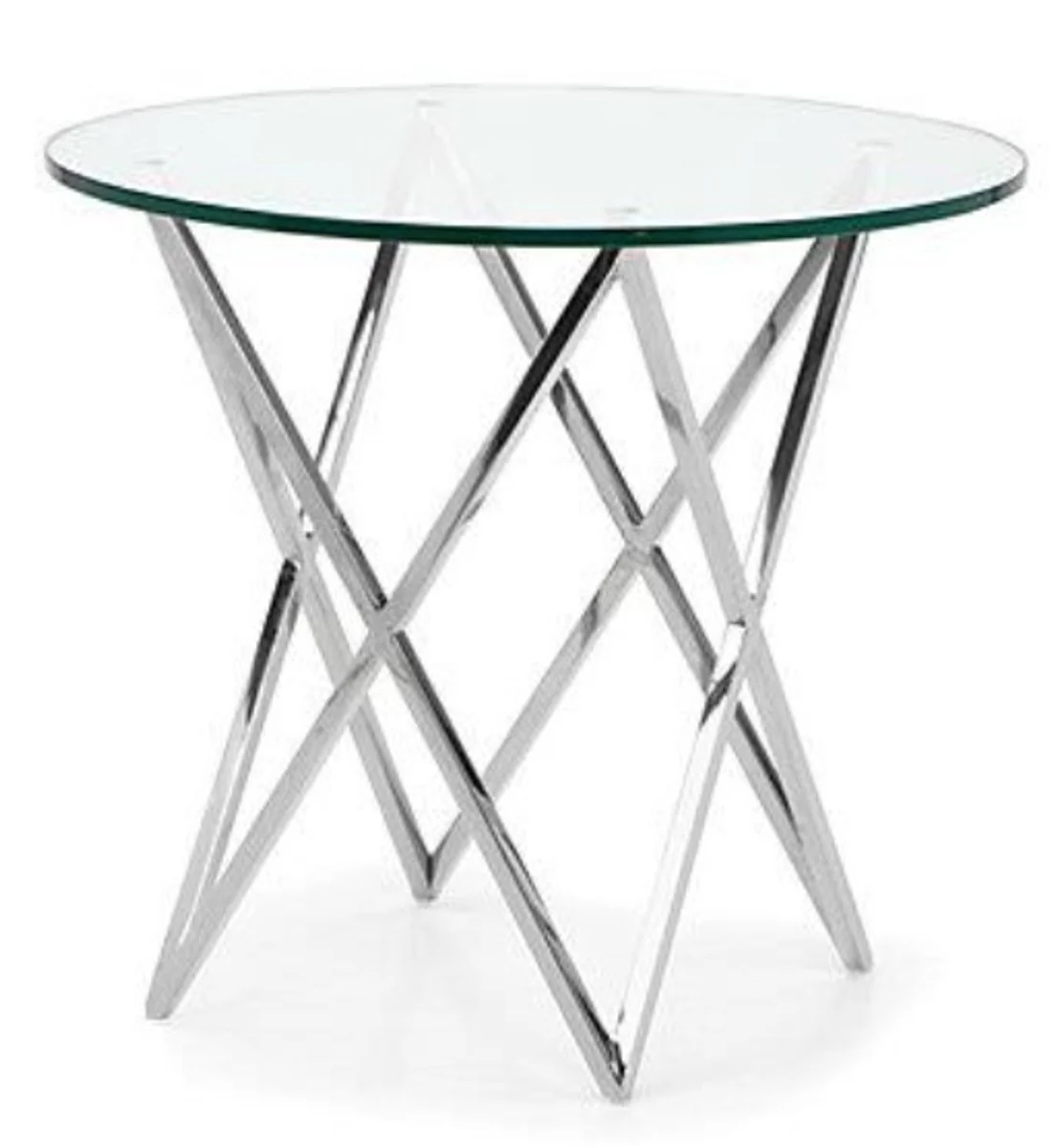 Luxury side table brass nickel finish / glass 53 x H 66 cm - Hotel Collection