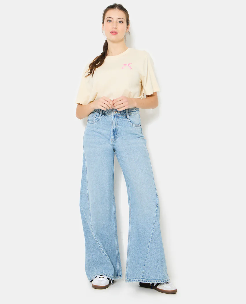 Pimkie Jean extra wide taille haute avec jeux de coutures