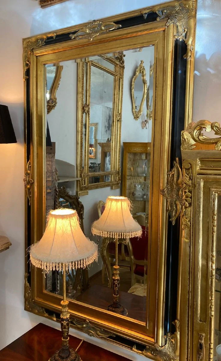 Baroque mirror gold / black - Baroque style mirror with decorations - Rectangular baroque style wall mirror - Baroque wardrobe mirror - Baroque furniture - Baroque style furniture