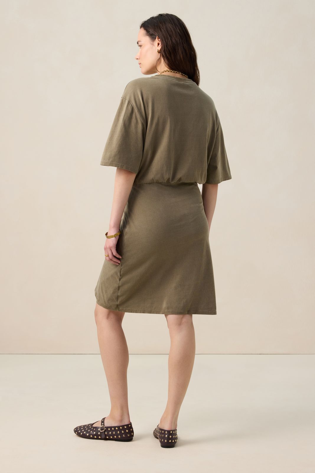 Donkergroene jersey wikkeljurk