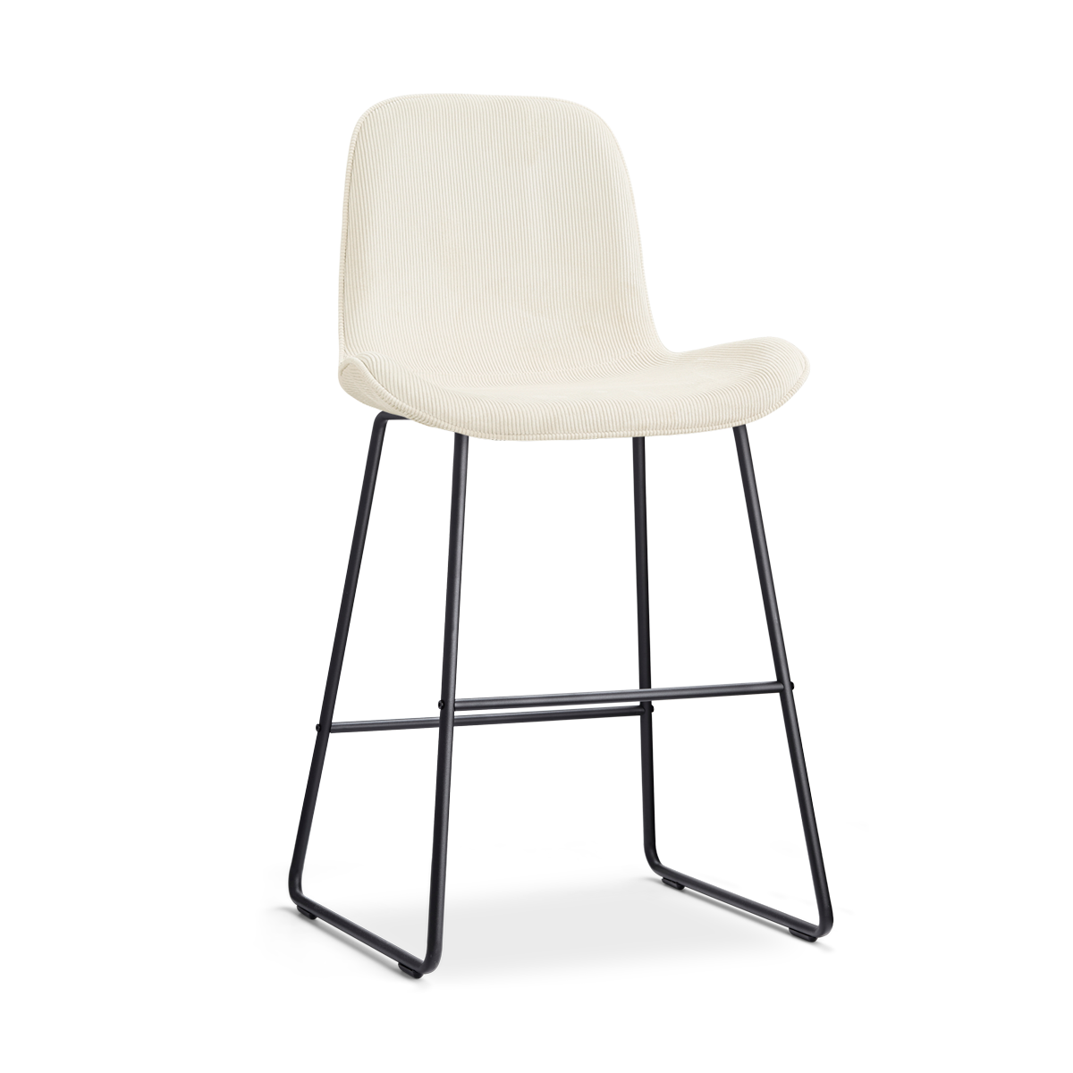 Barkruk Nino-Fé zwart onderstel rib beige 65 cm