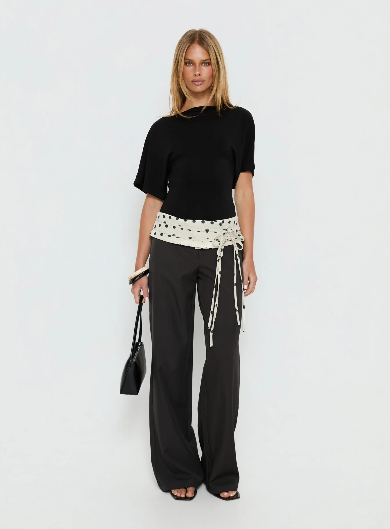 Seneca Wrap Pants Charcoal Polka Dot