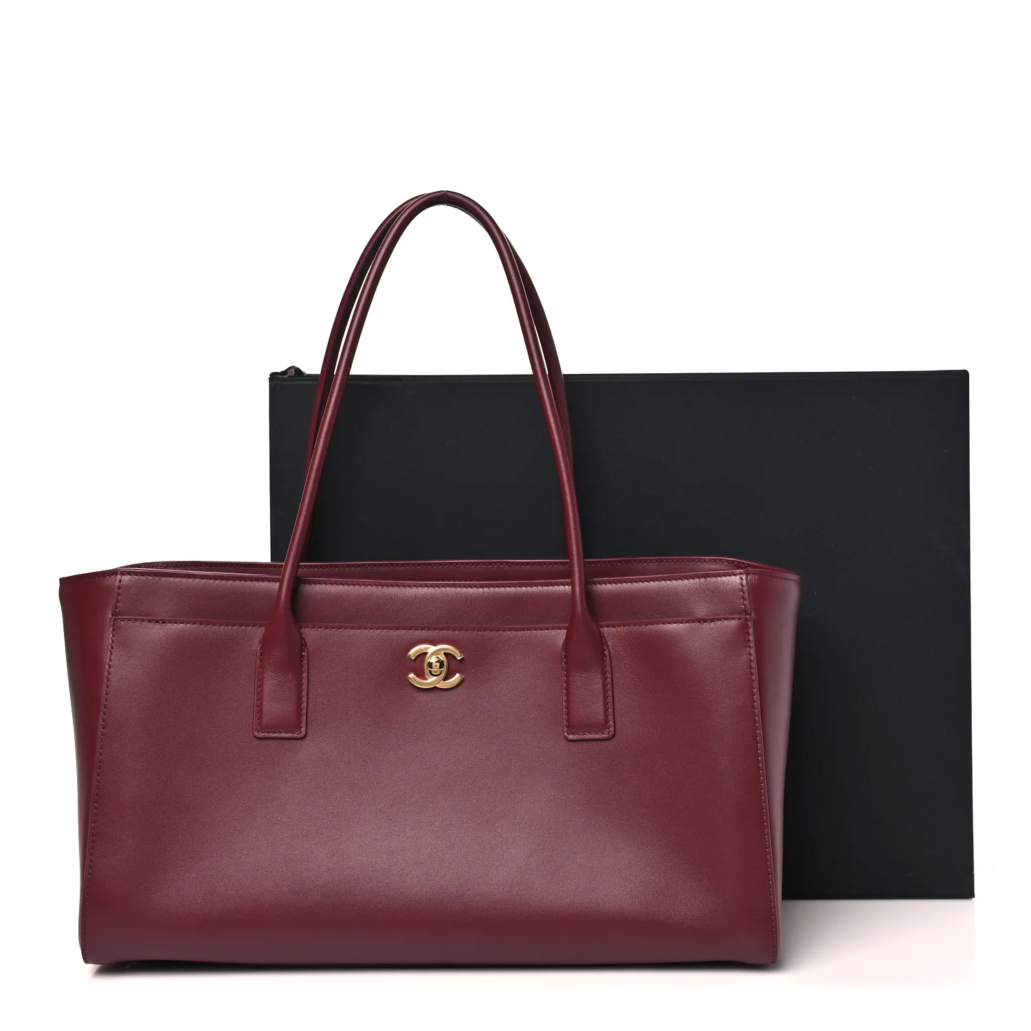 Calfskin Archetype Small Shopping Tote Dark Burgundy - Top Club