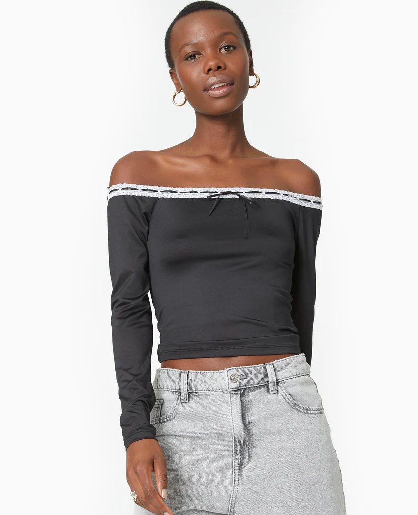 Pimkie Top encolure Bardot avec noeud contrasté