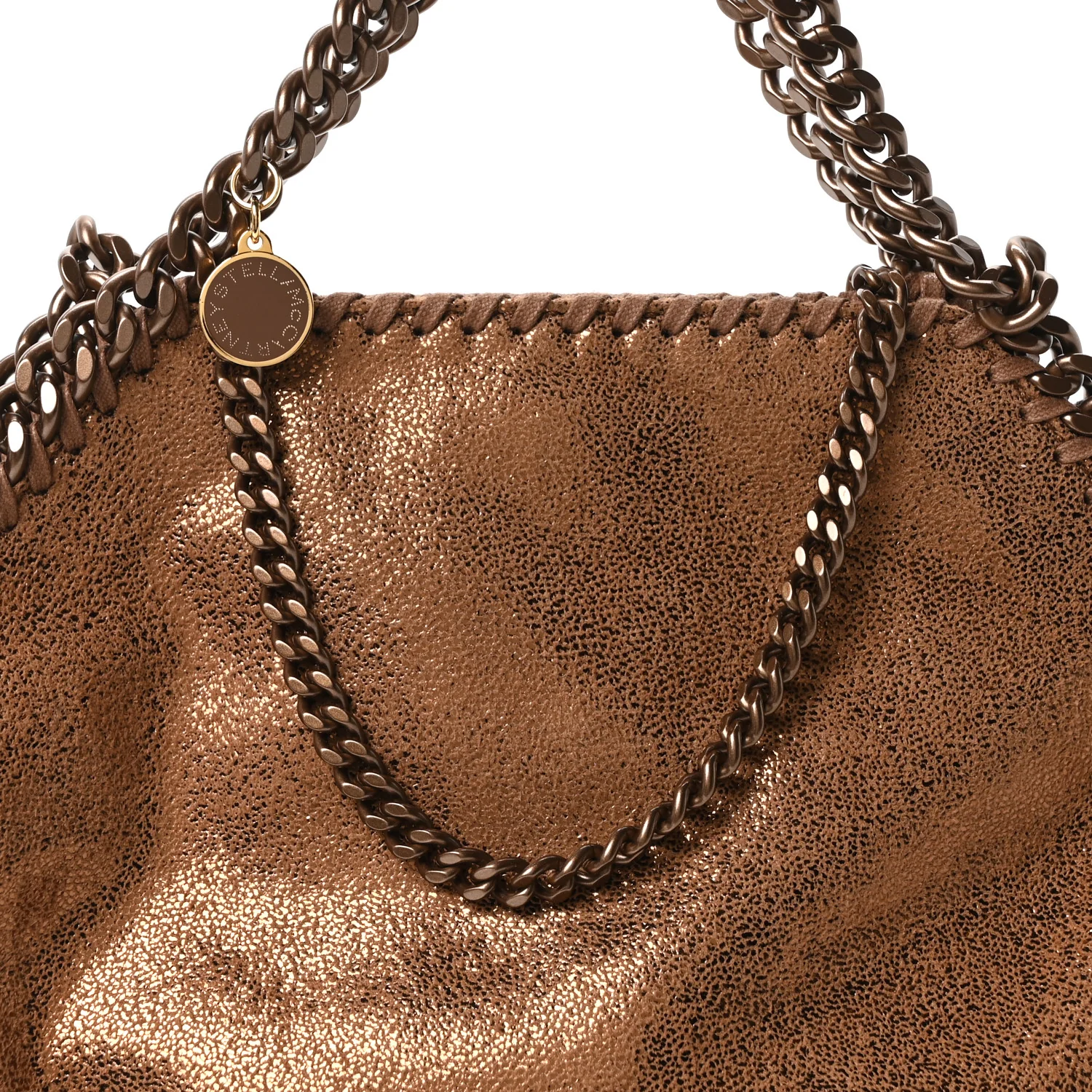 Metallic Shaggy Deer Mini Falabella Fold Over Tote Bronze - Top Club