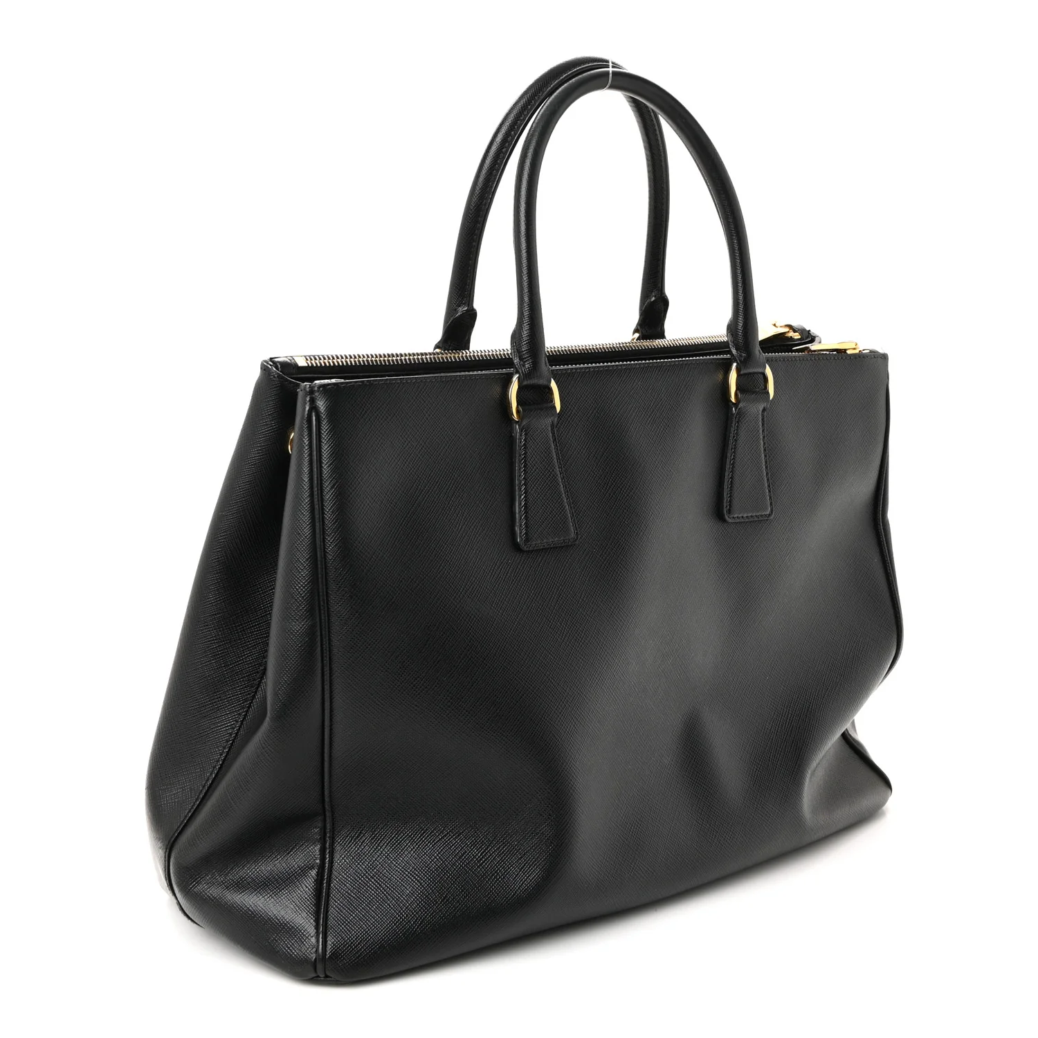 Saffiano Lux Large Galleria Double Zip Tote Black - Top Club