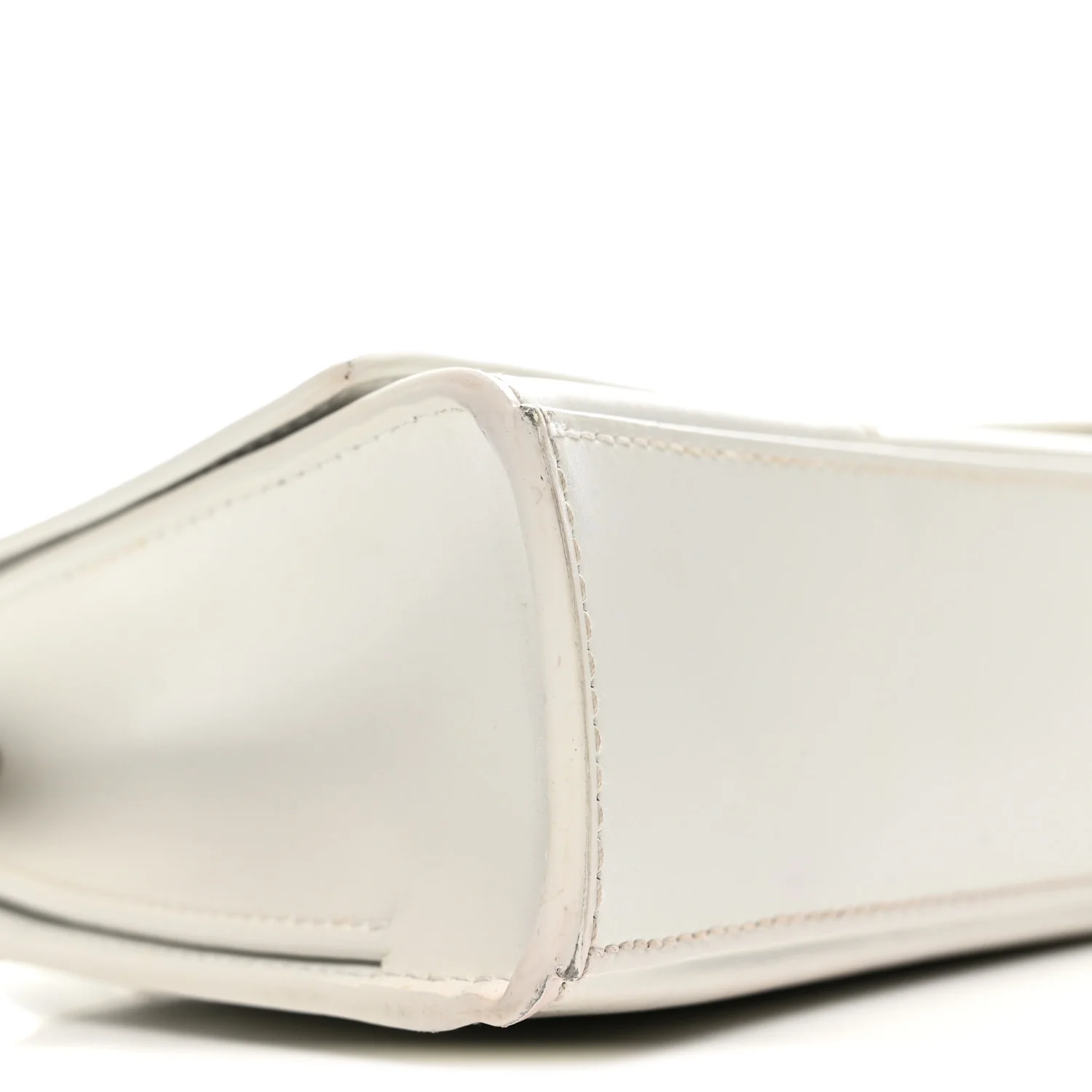 Shiny Box Calfskin Tonal B Hourglass Stretch Top Handle Bag White - Top Club