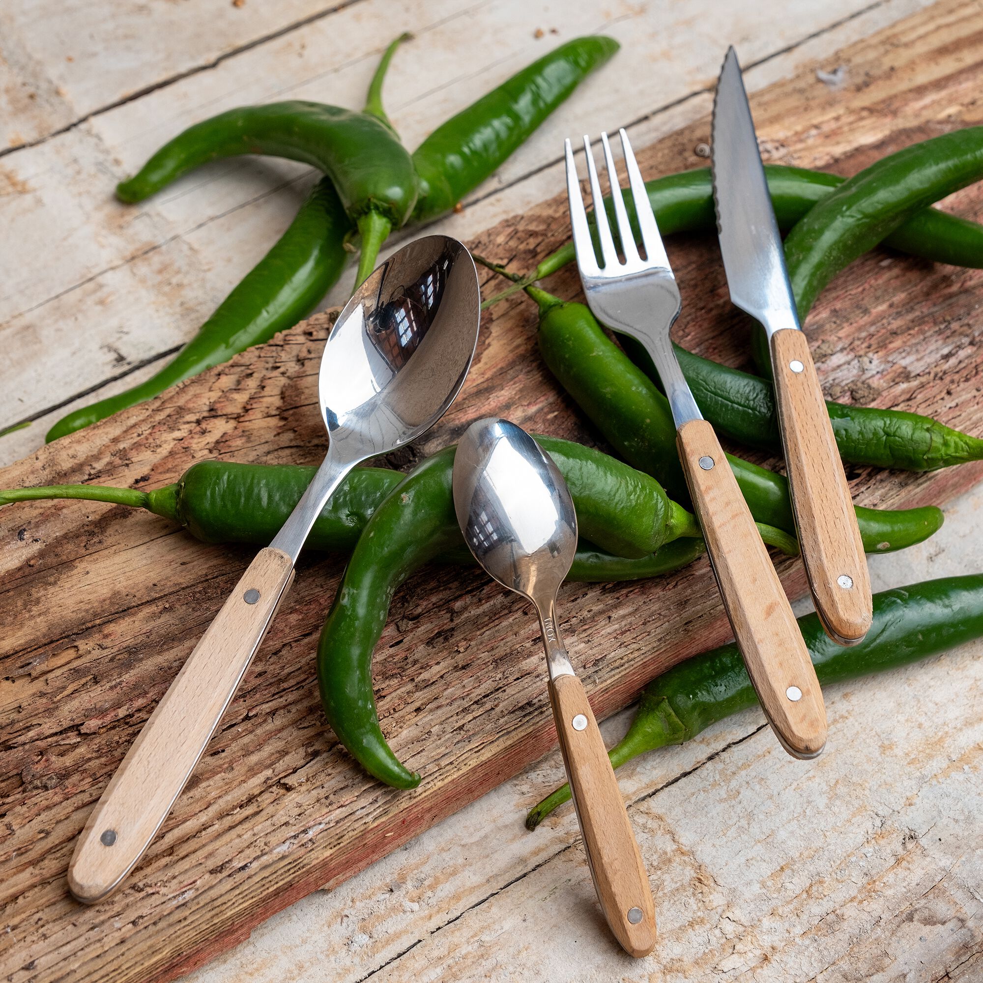 ROODY - Fourchette en inox et manche en bois de hêtre - naturel