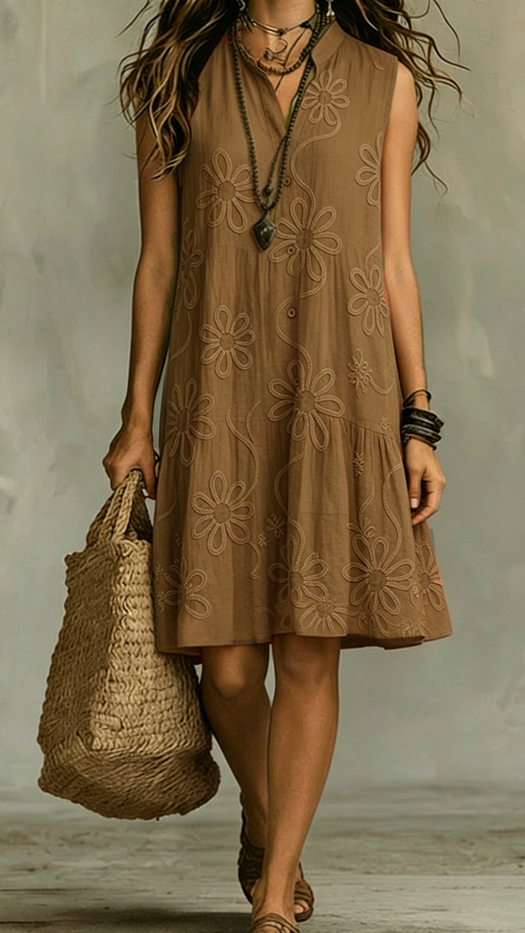 Women's Floral Print Linen-Blend Sleeveless Dress - Nordfashionstorm - Women's Clothing, Fashion for You - Nordfashionstorm.com