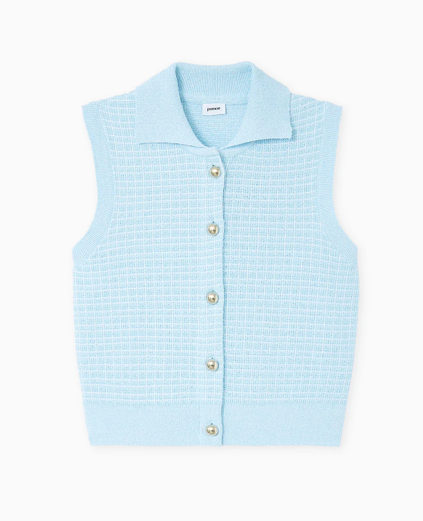 Pimkie Gilet sans manches en maille à carreaux