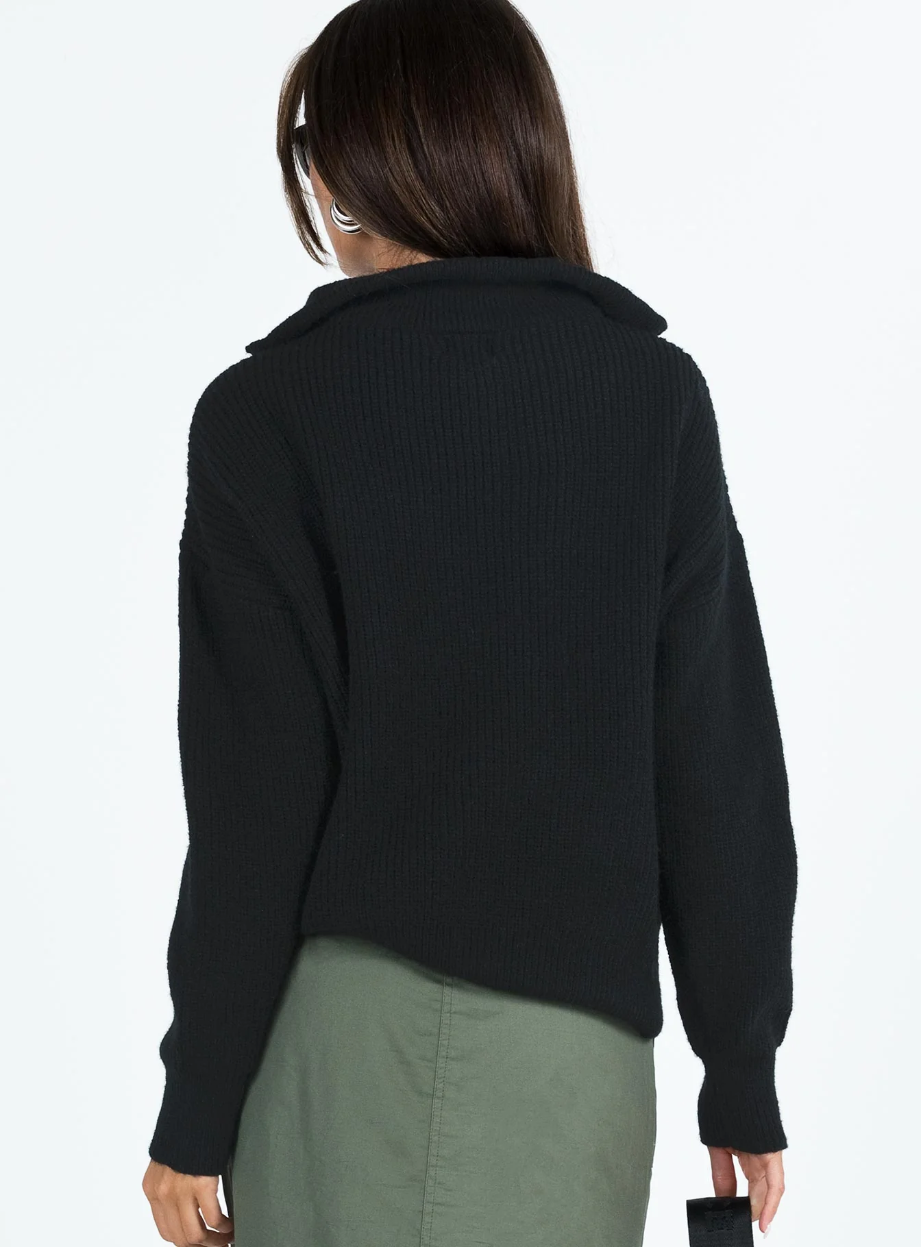 Ferry Zip Front Sweater Black Lower Impact