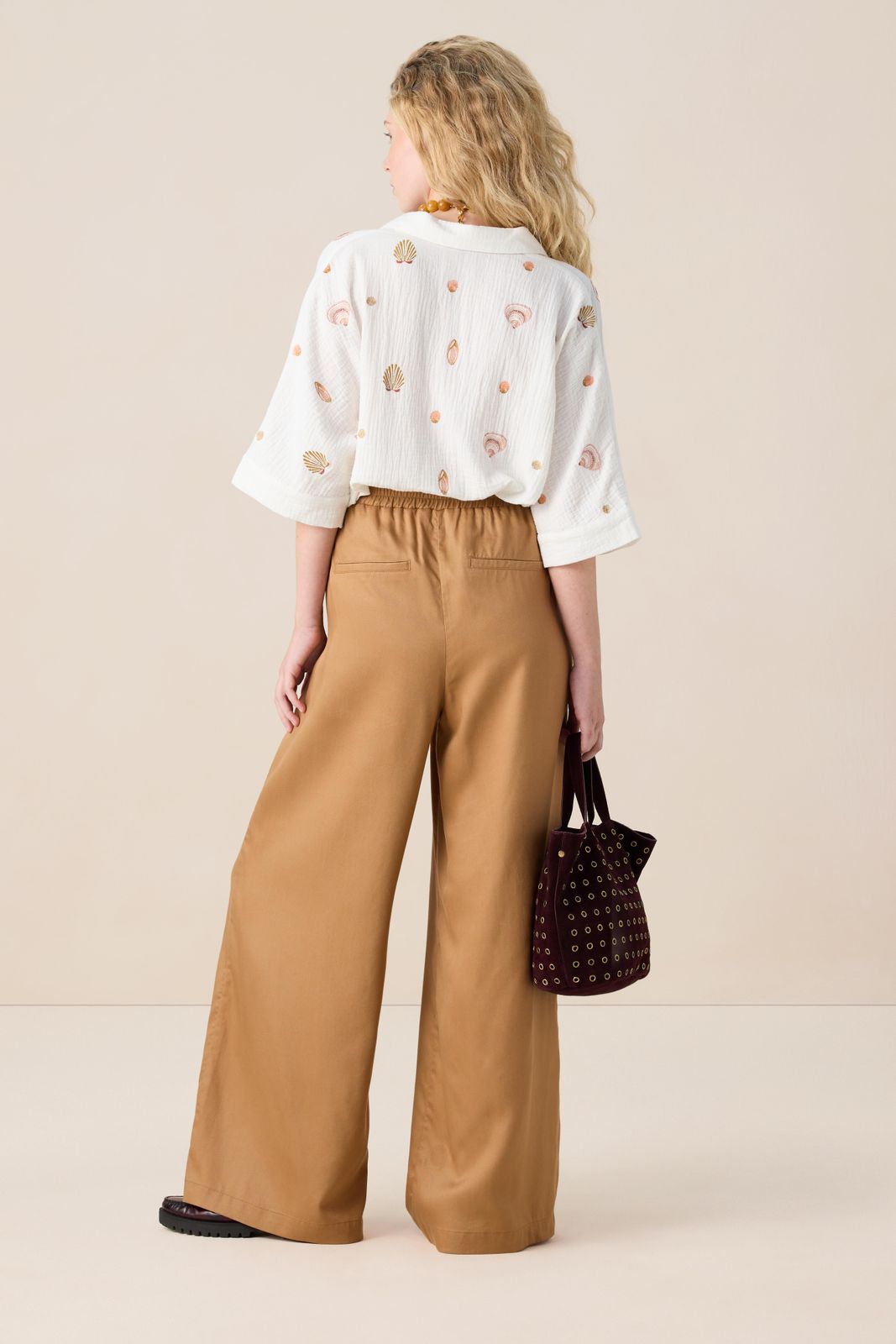 Bruine wide leg broek