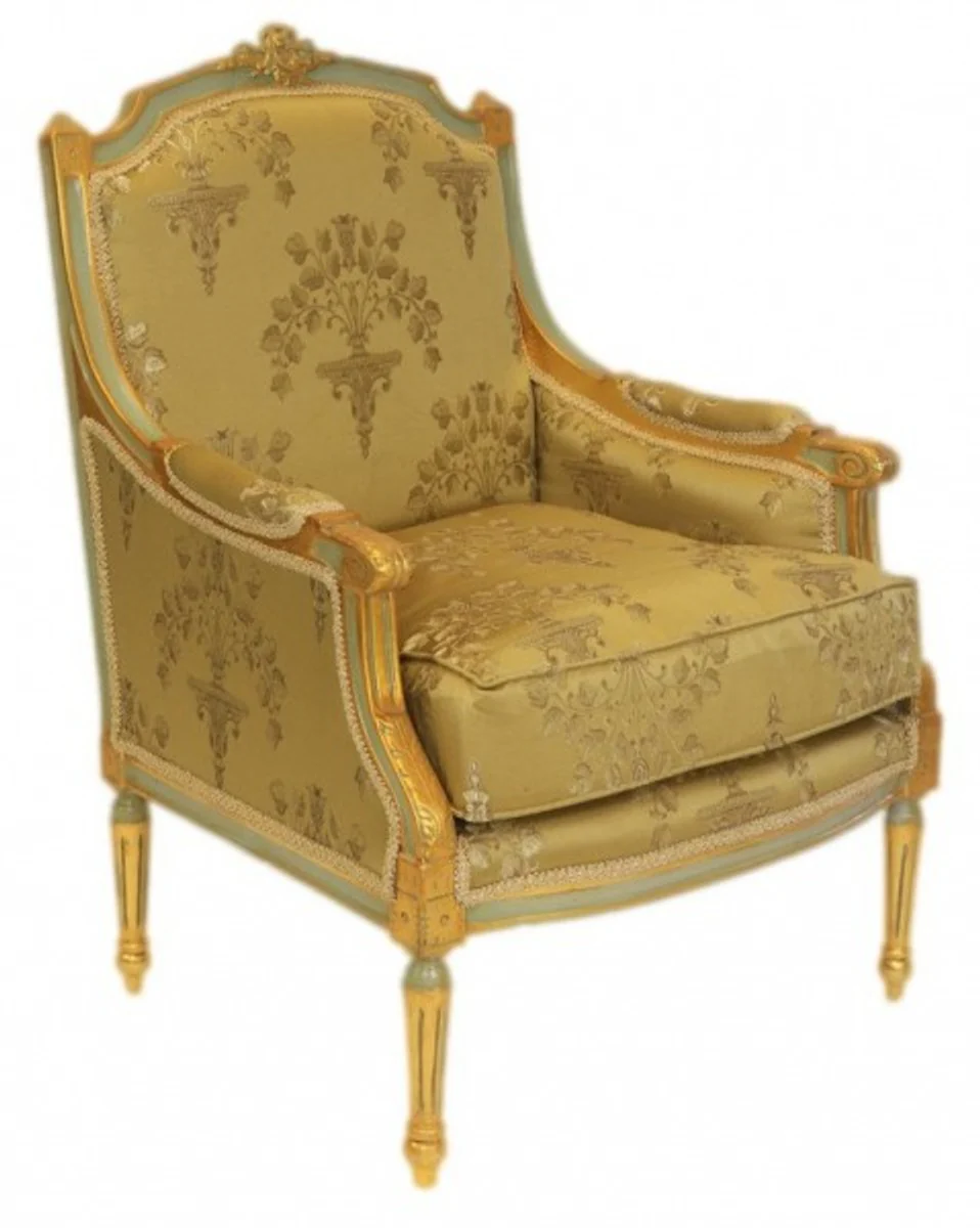 Baroque Lounge Throne Armchair Empire Gold Pattern - Ear Armchair - Wing Armchair Tron Chair