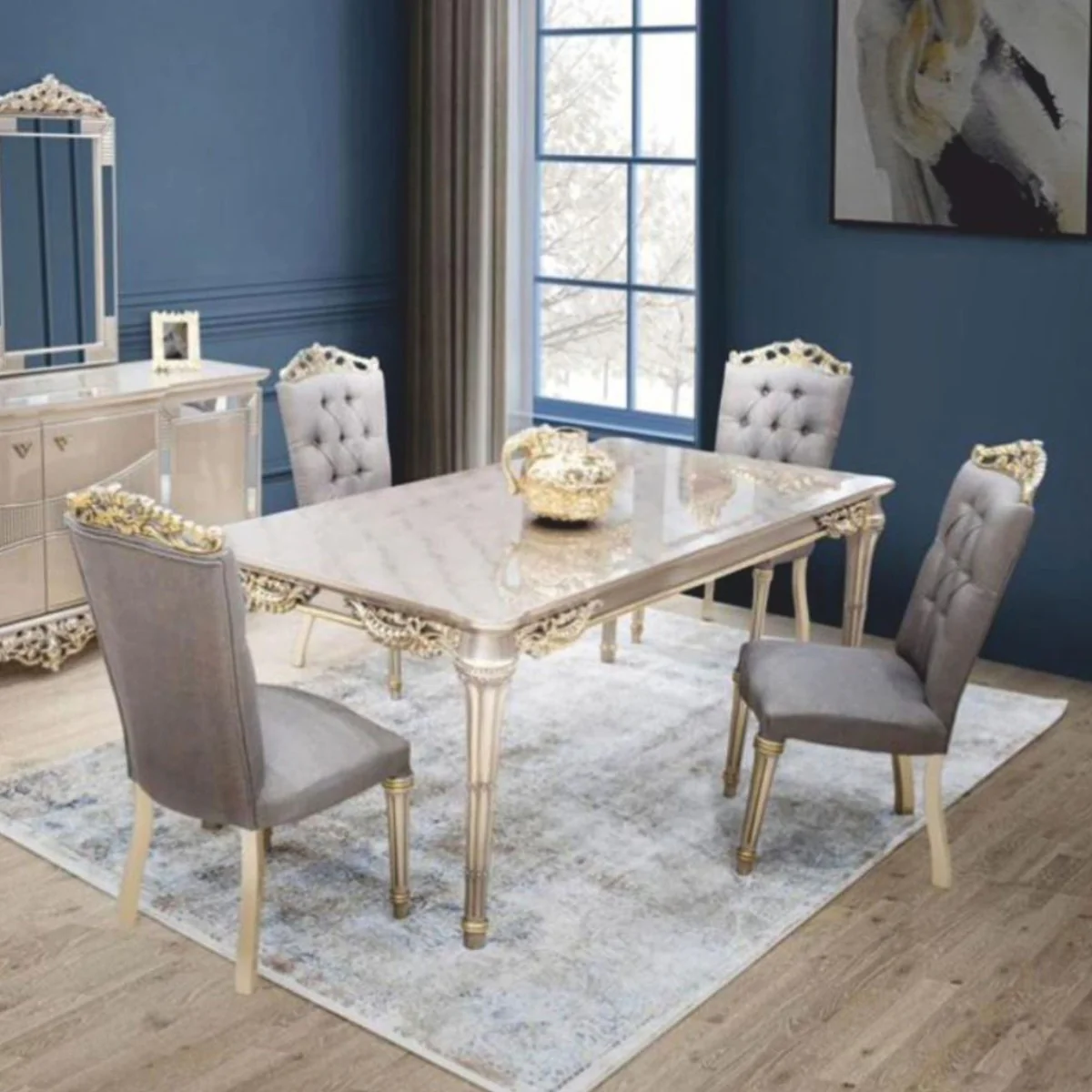 Luxury Baroque Dining Room Set - Magnificent Baroque dining table with 6 chairs