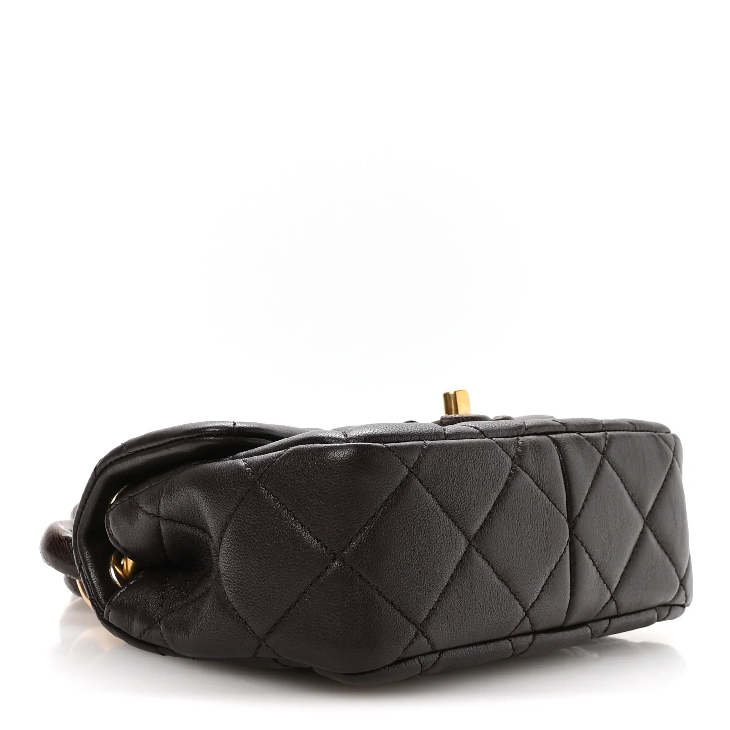 Lambskin Wenge Quilted Mini Fashion Wood Square Flap Dark Purple - Top Club