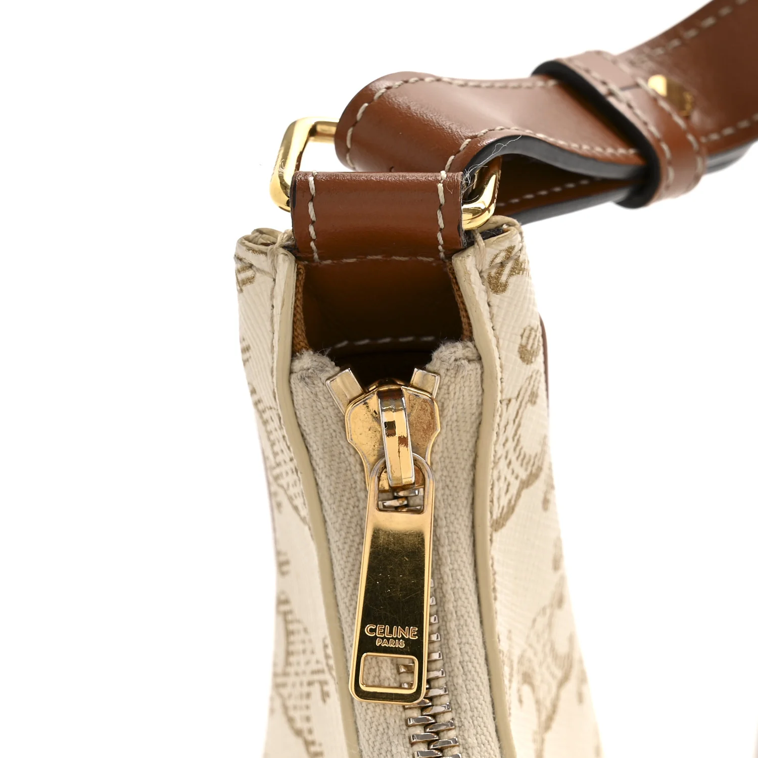 Canvas Calfskin Ava Triomphe Shoulder Bag White - Top Club