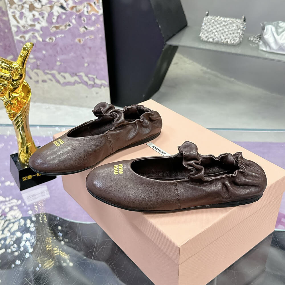 MIUMIU Ruches Nappa Leather ballet flats - Top Club