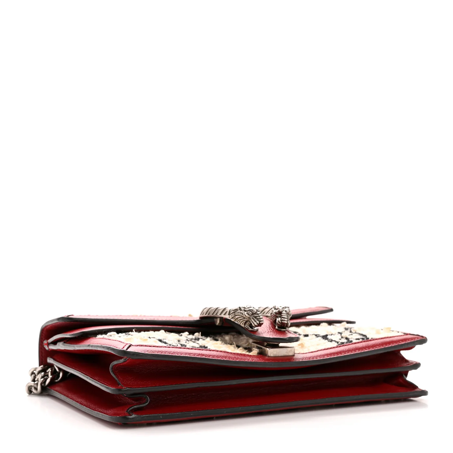 Tweed GG Monogram Small Dionysus Shoulder Bag White Black Romantic Cherry - Top Club