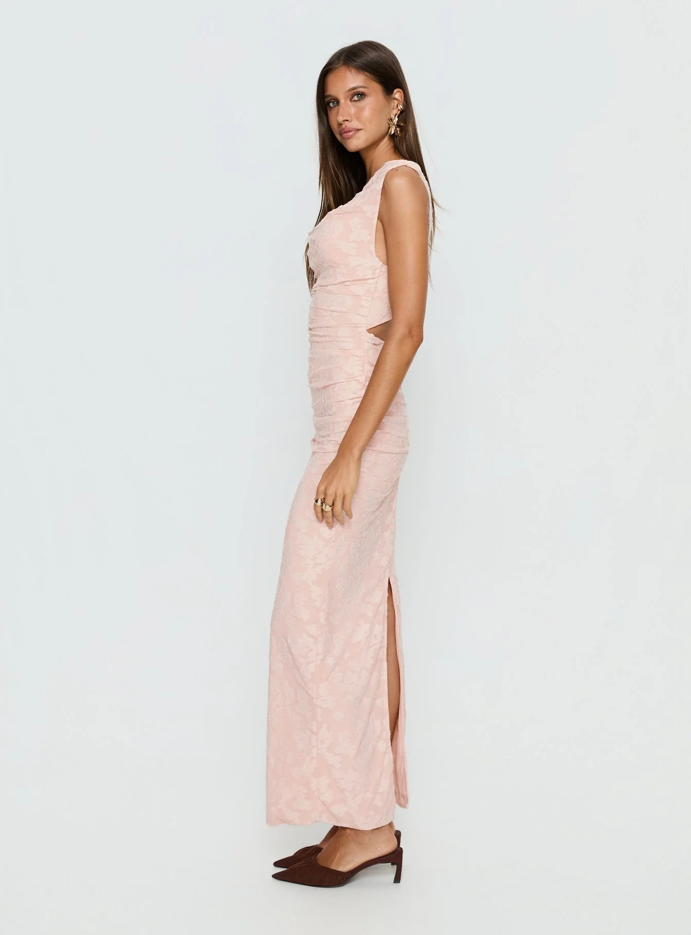 Kristeen Cowl Neck Maxi Dress Blush Pink
