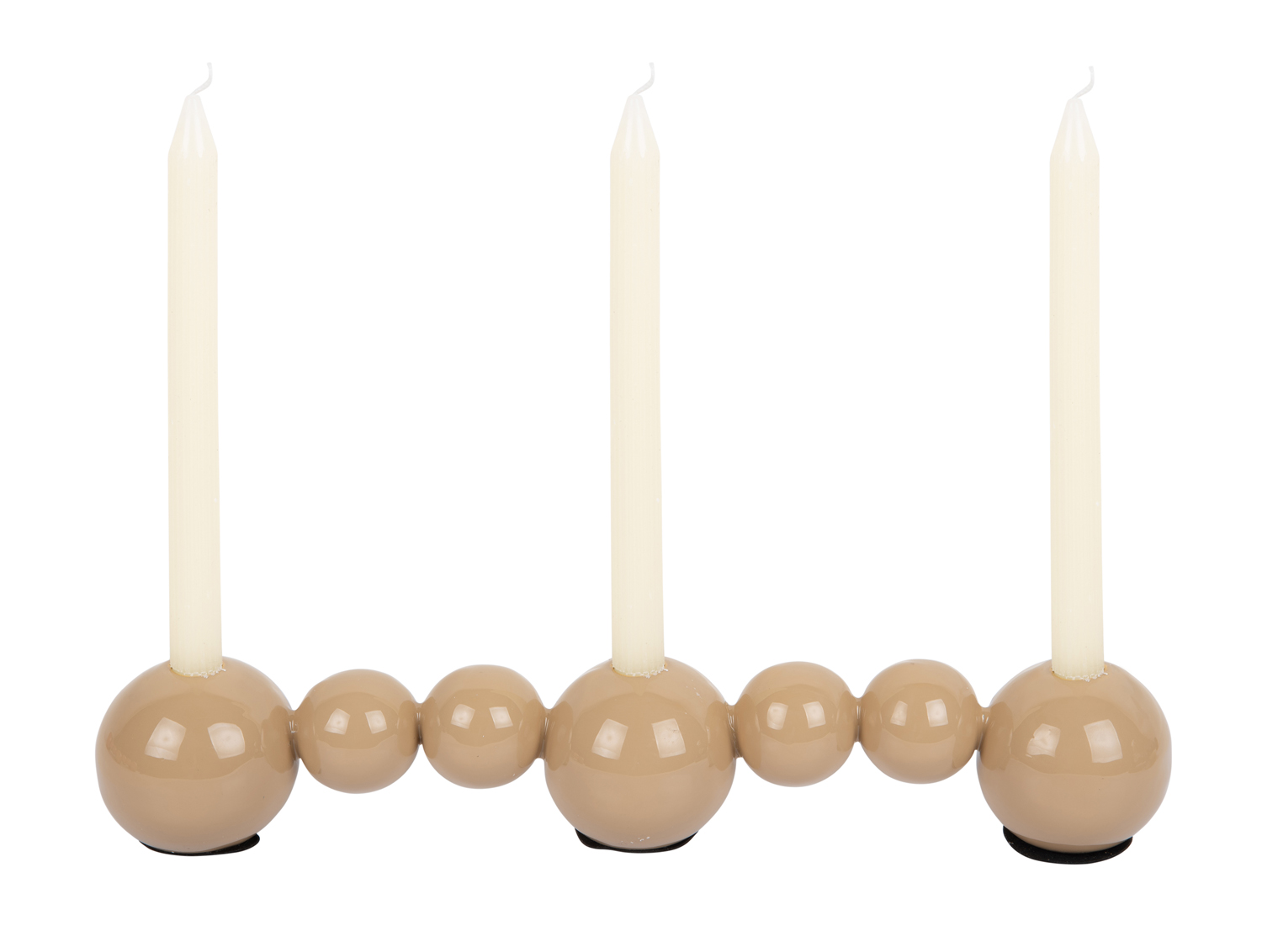 Candle holder Bubbles straight enamel soft brown