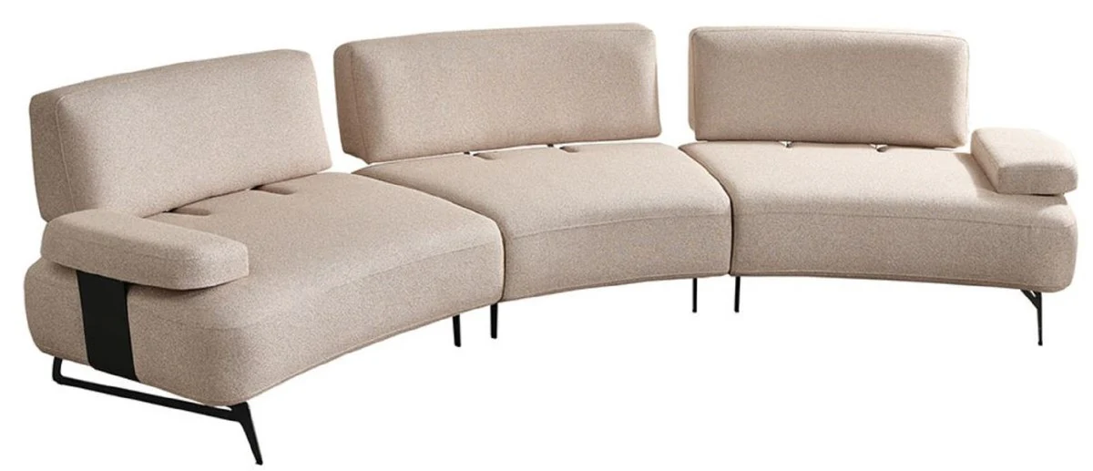 Luxury sofa with adjustable backrests beige / black 350 cm