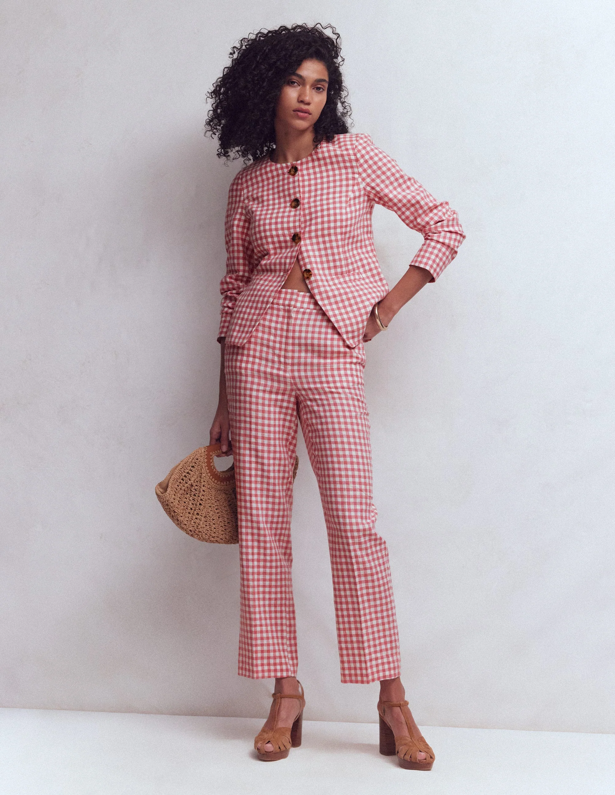 Hampstead Leinenblazer-Vintage-Rosa Vichykaro