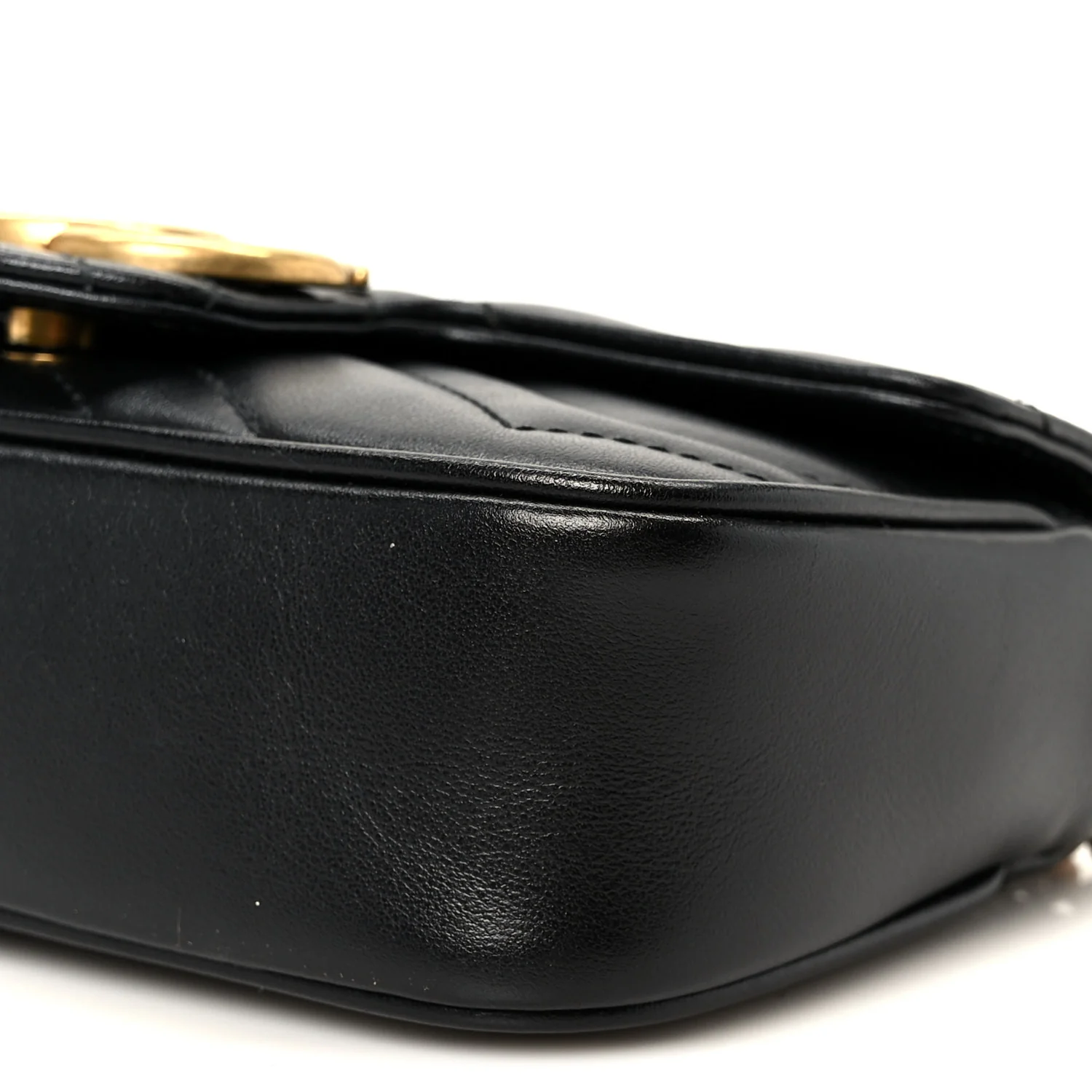 Calfskin Matelasse Super Mini GG Marmont Shoulder Bag Black - Top Club