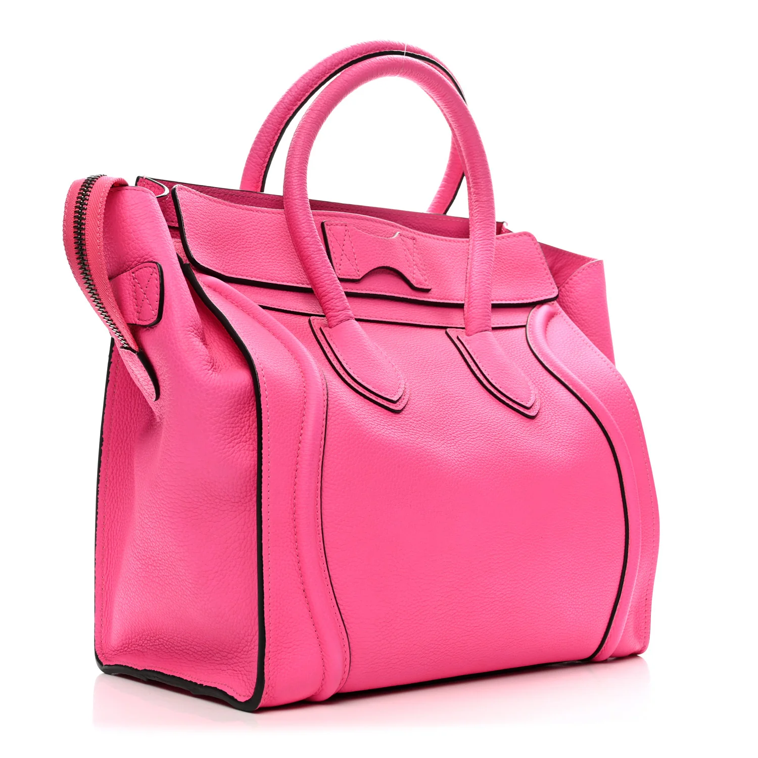 Drummed Calfskin Mini Luggage Fluo Pink - Top Club