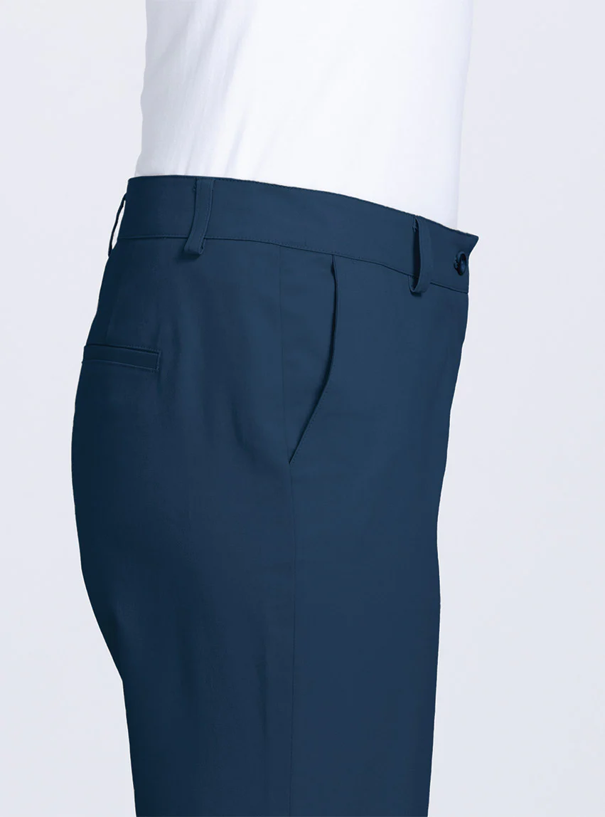 Pantacourt chino femme en coton bleu marine