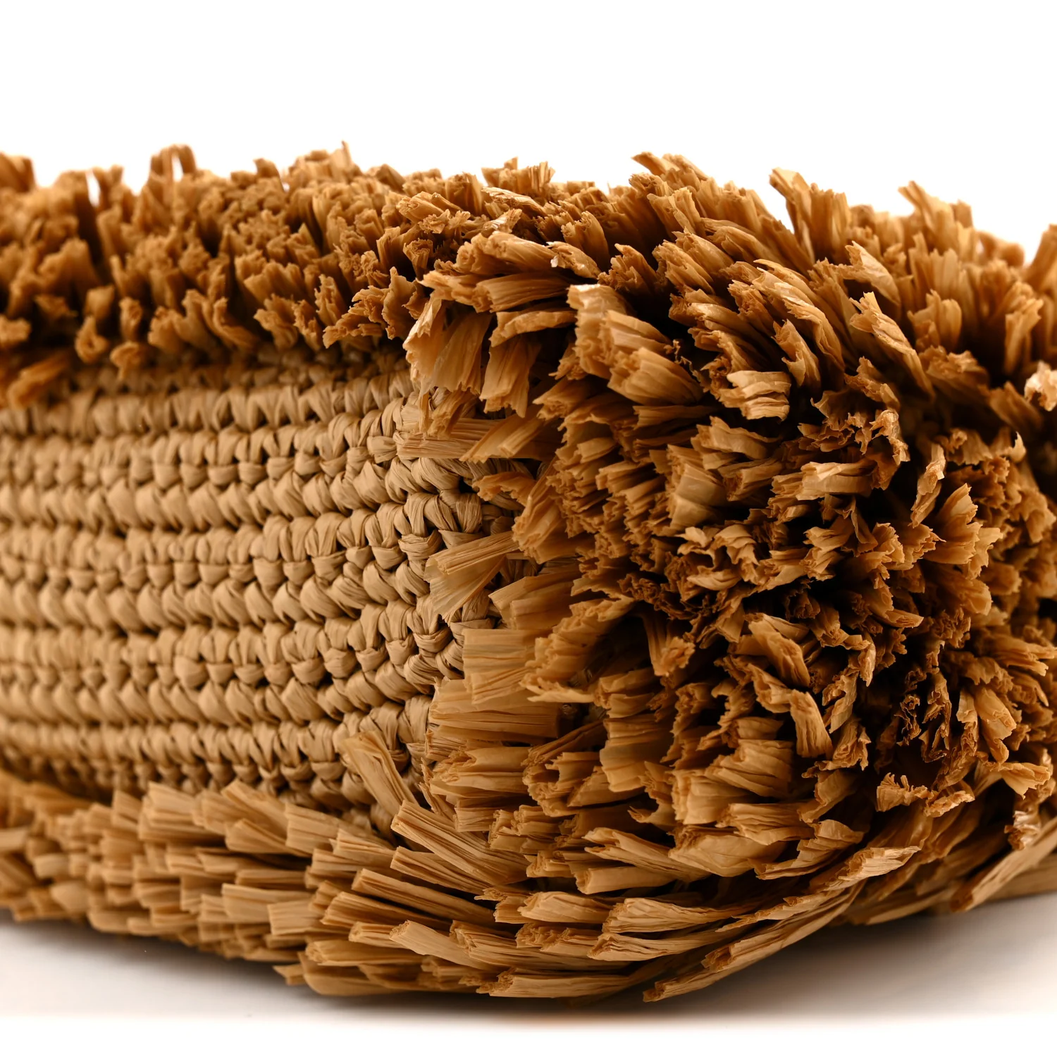 Raffia Fringe Nano Kelly Shopper Dark Beige - Top Club