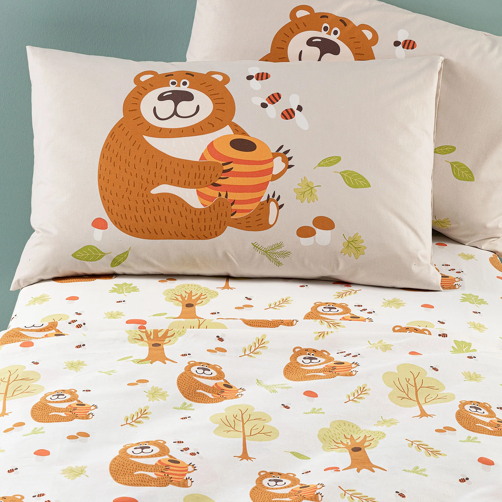 Complete cotton sheets Boschetto square and half a natural caleffi Kids