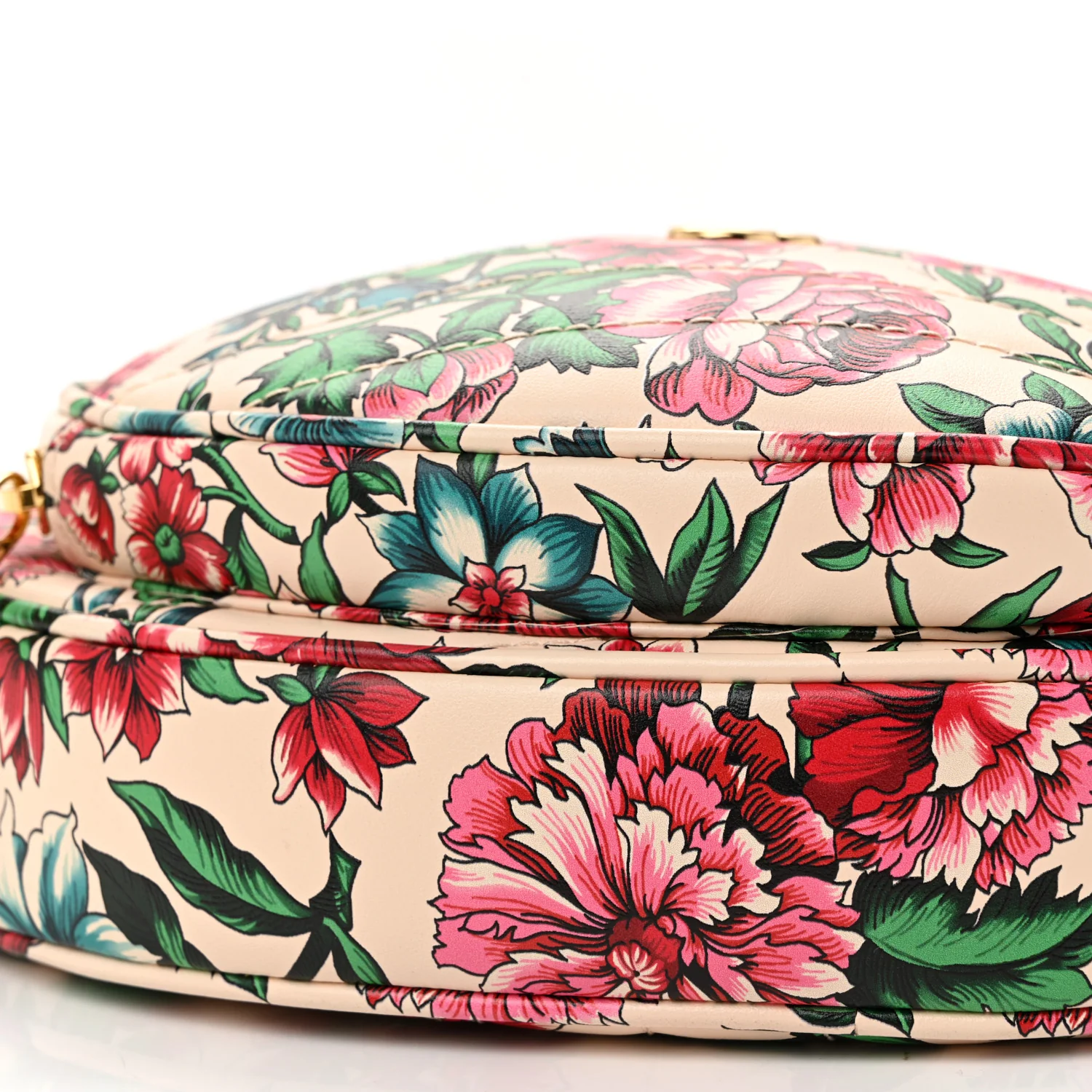 Matelasse Diagonal Brit Roses Print Mini Interlocking G Heart Shoulder Bag Multicolor - Top Club