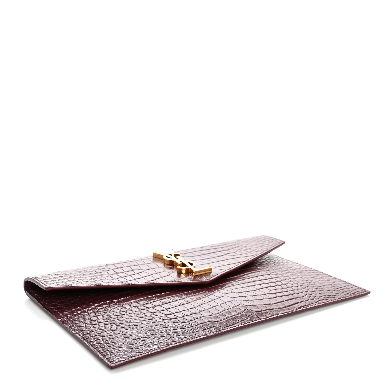 Calfskin Crocodile Embossed Uptown Monogram Clutch Rouge Legion - Top Club
