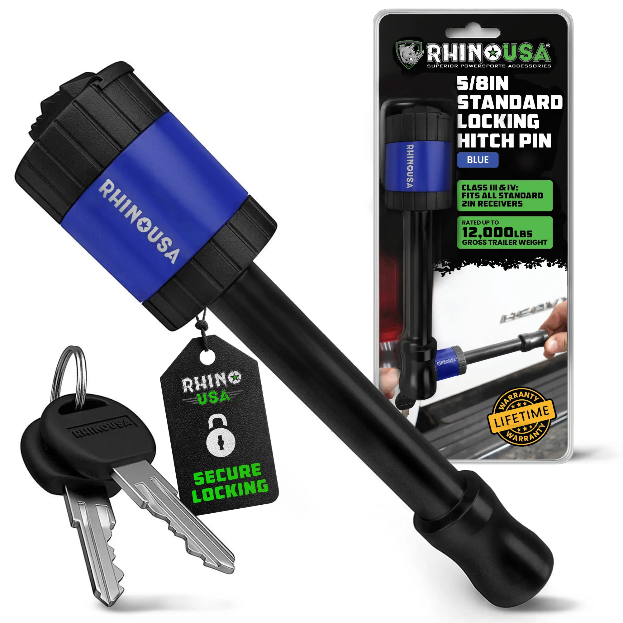 Rhino USA Trailer Hitch Pin (2 Inch) Patented 5/8