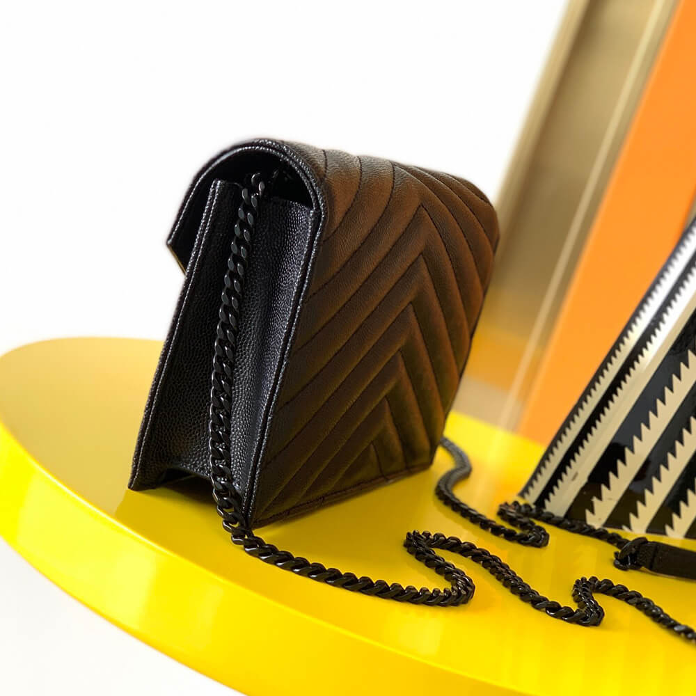 YSL cassandre envelope chain wallet in grain de poudre leather(High-end Grade) - Top Club