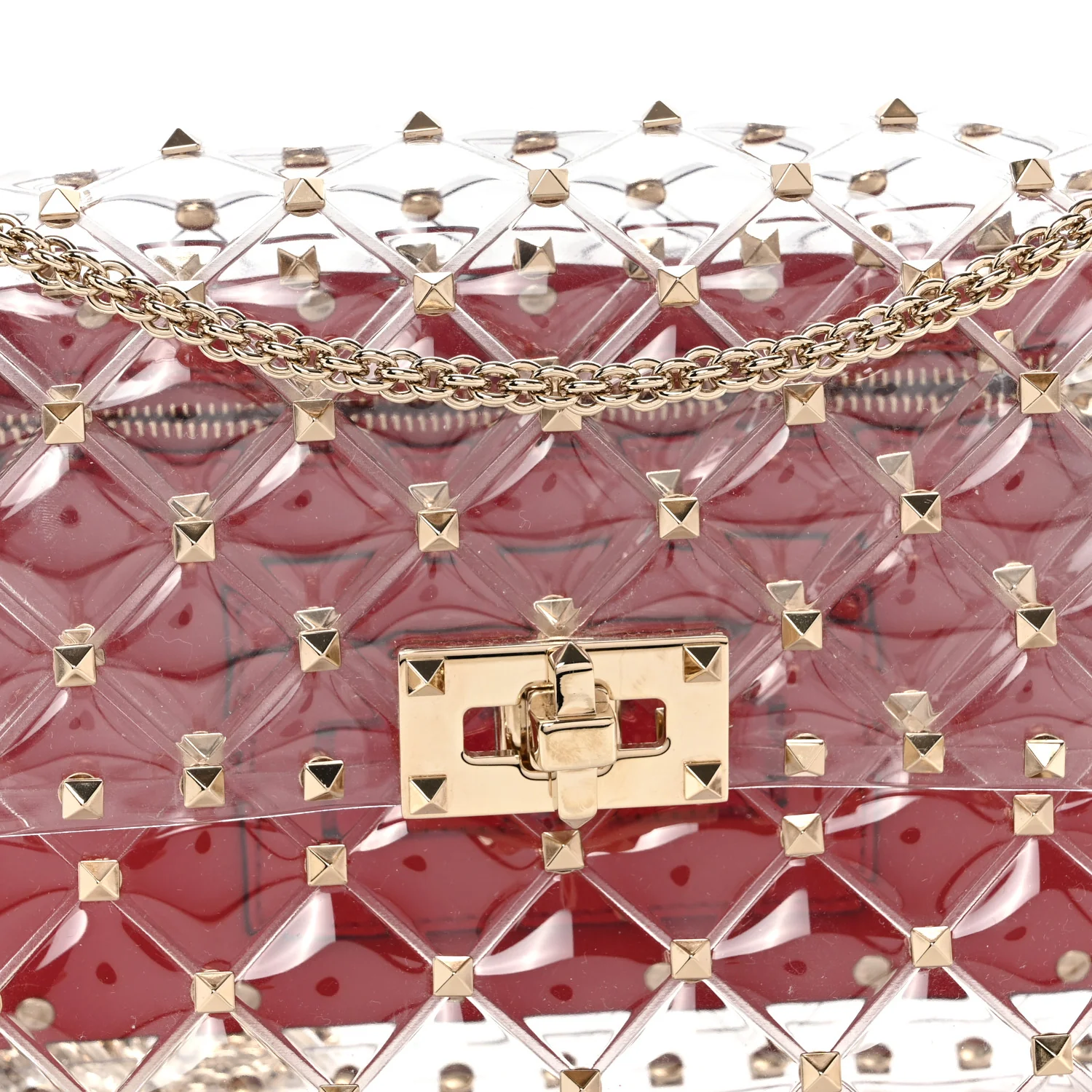 PVC Medium Rockstud Spike Shoulder Bag - Top Club