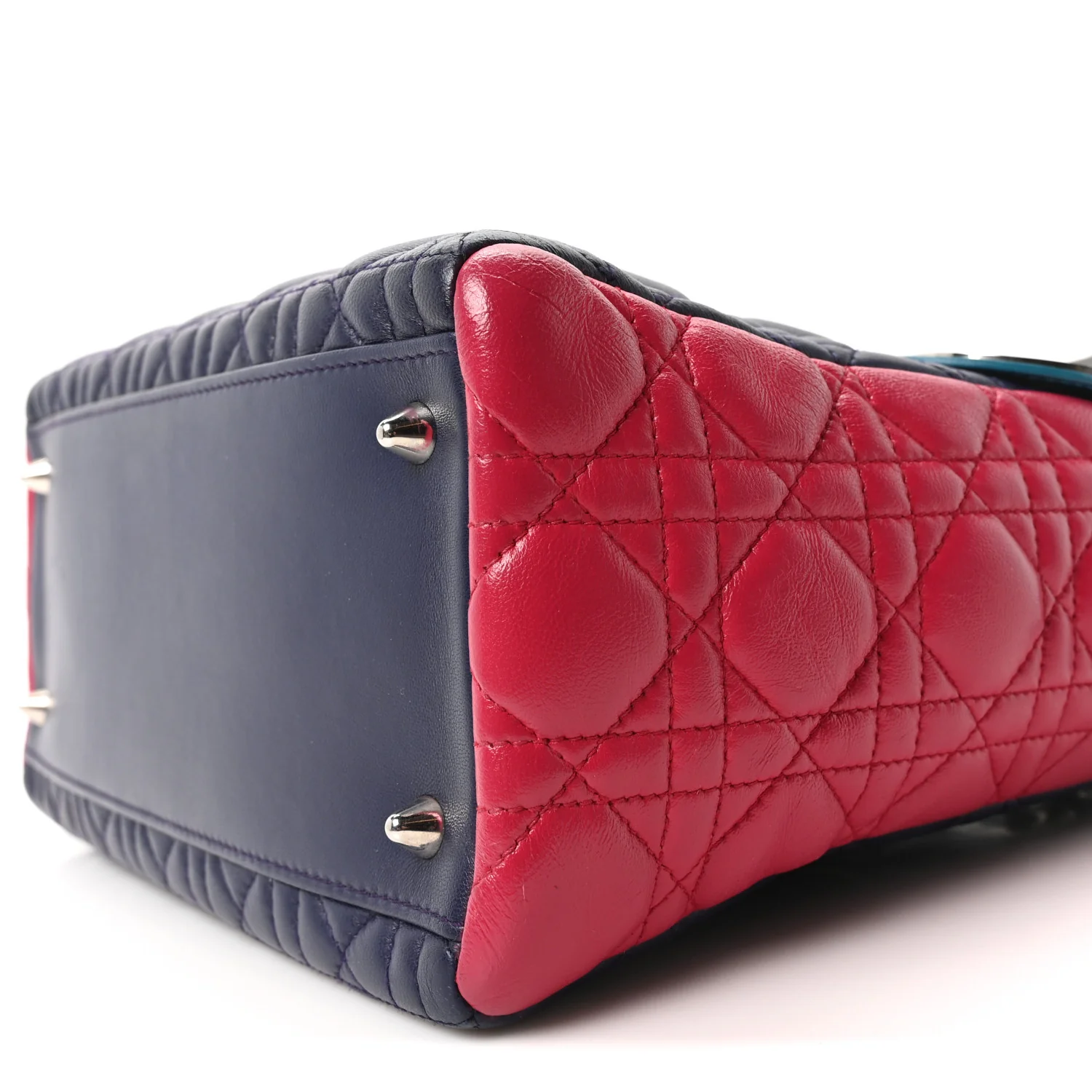 Lambskin Cannage Medium Tri-Color Lady Dior Sapphire Fuchsia Turquoise - Top Club