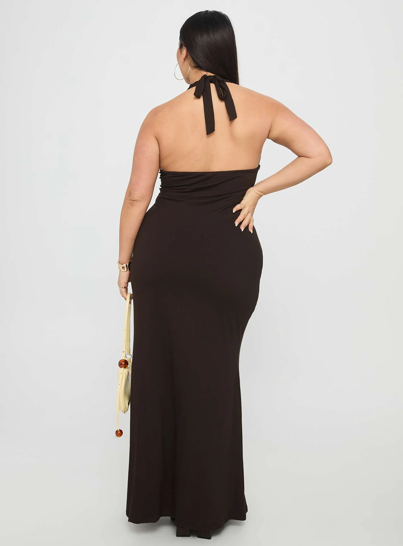 No Hard Feelings Twist Maxi Dress Brown Curve