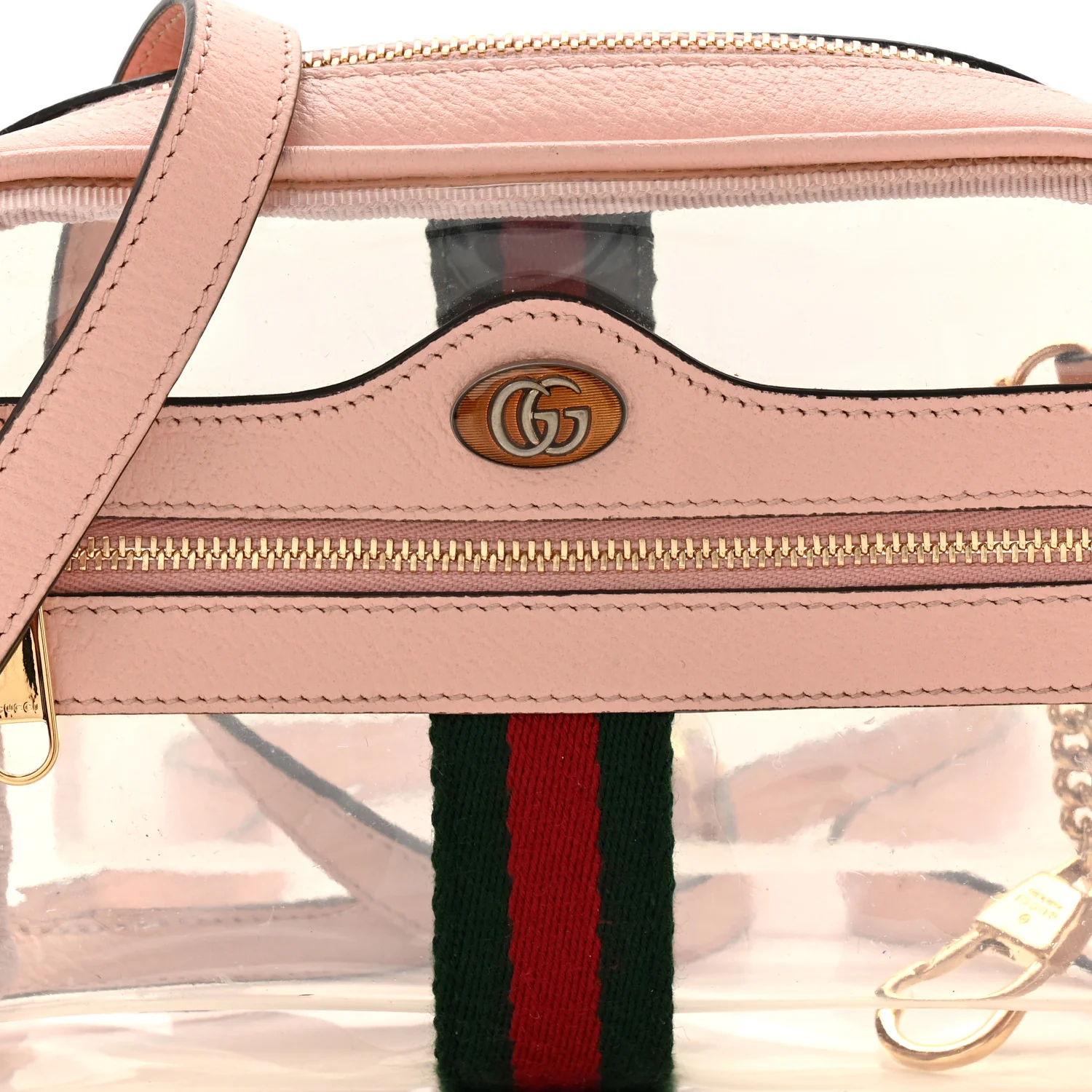 Vinyl Web Mini Ophidia Transparent Shoulder Bag Perfect Pink - Top Club
