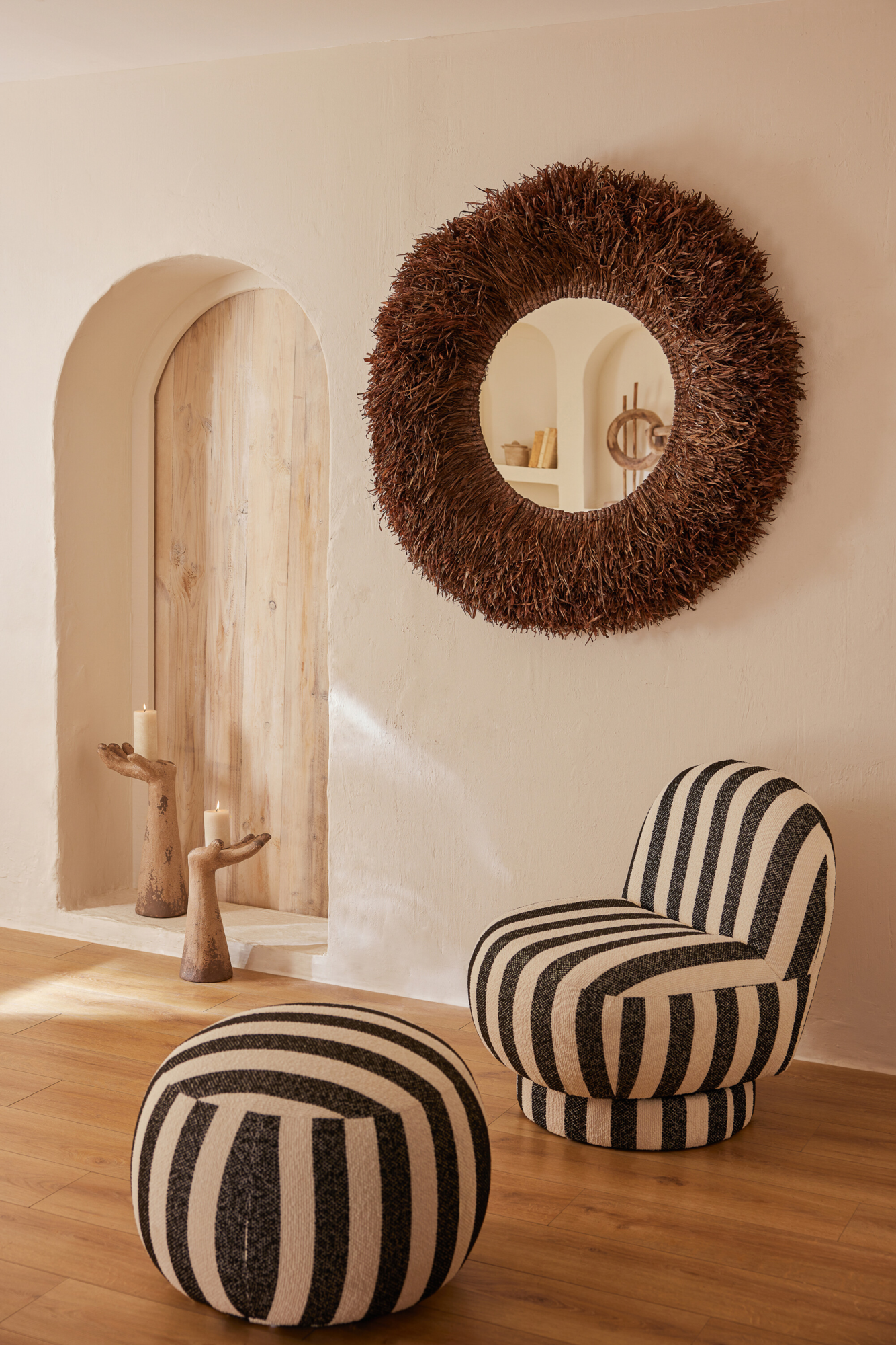 Fauteuil gestreept zwart/wit