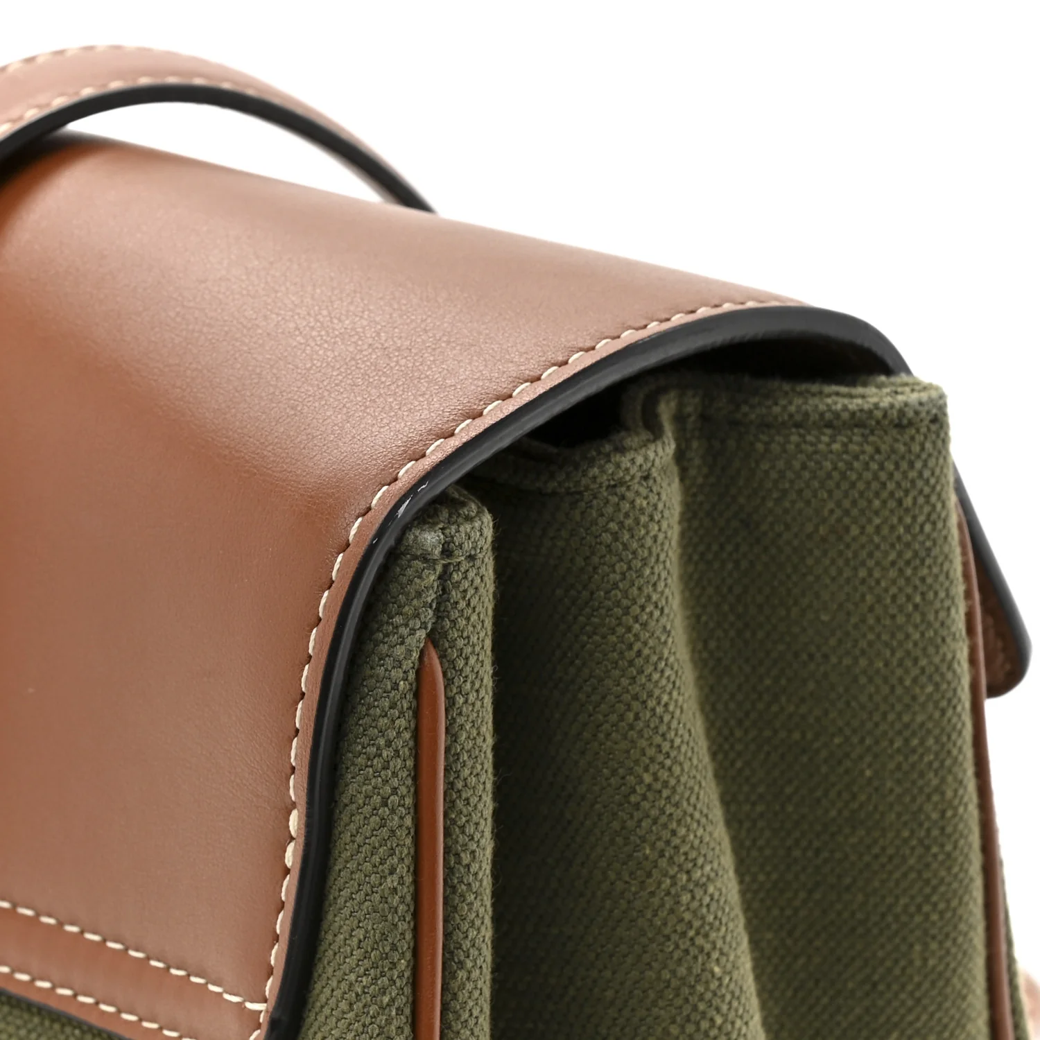 Canvas Calfskin Medium Soft 16 Top Handle Bag Khaki Tan - Top Club